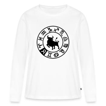 Signe du zodiaque Taureau dans le cercle des douze signes - T-shirt manches longues Premium bio Femme - blanc - Devant - Julia (174cm)