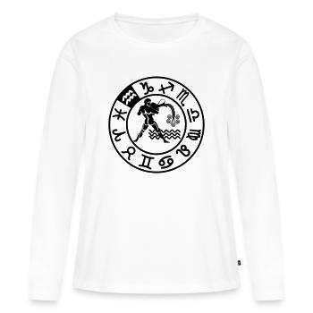 Signe du zodiaque Verseau dans le cercle des douze signes - T-shirt manches longues Premium bio Femme - blanc - Devant - Julia (174cm)