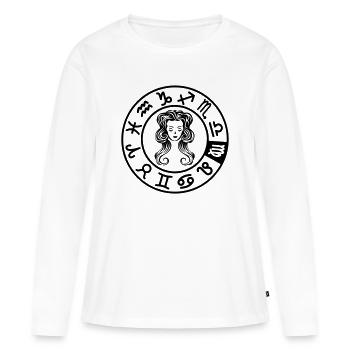 Signe du zodiaque Vierge dans le cercle des douze signes - T-shirt manches longues Premium bio Femme - blanc - Devant - Julia (174cm)