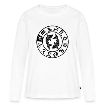 Signe du zodiaque Poissons dans le cercle des douze signes - T-shirt manches longues Premium bio Femme - blanc - Devant - Julia (174cm)