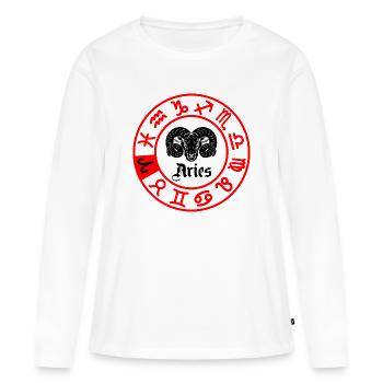 Douze signes du zodiaque signe Bélier Bélier - T-shirt manches longues Premium bio Femme - blanc - Devant - Julia (174cm)