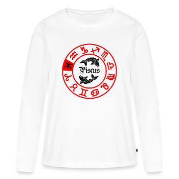 Douze signes du zodiaque signe Piscus Piscus - T-shirt manches longues Premium bio Femme - blanc - Devant - Julia (174cm)