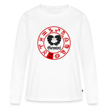 Douze signes du zodiaque signe Gémeaux Gémeaux - T-shirt manches longues Premium bio Femme - blanc - Devant - Julia (174cm)