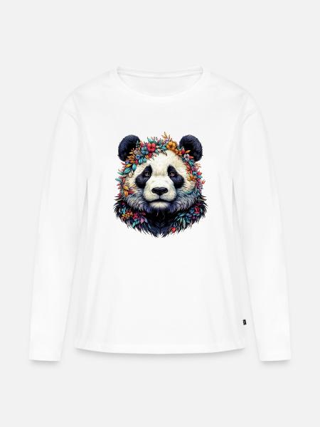 Panda - Frauen Premium Bio Langarmshirt - Weiß