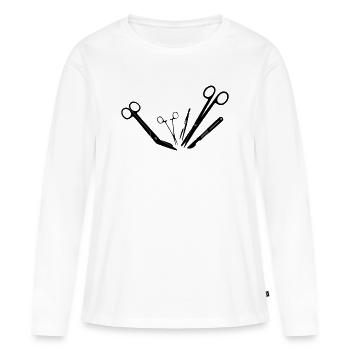 Outils d’exploitation - T-shirt manches longues Premium bio Femme - blanc - Devant - Julia (174cm)