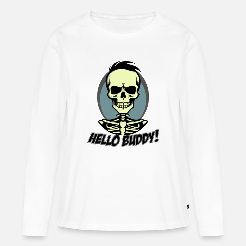 Hello Buddy 2 - Frauen Premium Bio Langarmshirt - Weiß