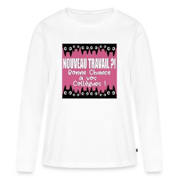 BONNE CHANCE COLLÈGUES - T-shirt manches longues Premium bio Femme - blanc - Devant - Julia (174cm)
