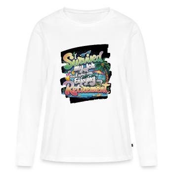 Profitez de la retraite dans le lagon - T-shirt manches longues Premium bio Femme - blanc - Devant - Julia (174cm)