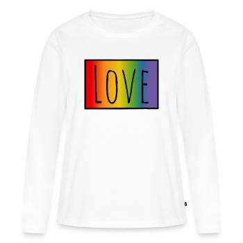 T-shirt CSD Regenbogen Love - T-shirt manches longues Premium bio Femme - blanc - Devant - Julia (174cm)