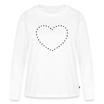 Herz black dots - Frauen Premium Bio Langarmshirt - Weiß - Vorne - Julia (174cm)