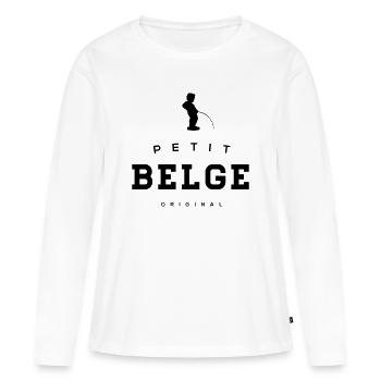 petit Belge manneke pis - T-shirt manches longues Premium bio Femme - blanc - Devant - Julia (174cm)
