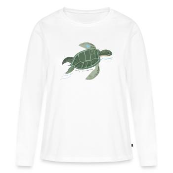 Herz Turtle: Fluss der Ruhe - Frauen Premium Bio Langarmshirt - Weiß - Vorne - Julia (174cm)
