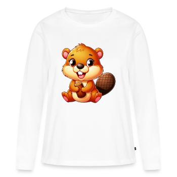 Castor - T-shirt manches longues Premium bio Femme - blanc - Devant - Julia (174cm)
