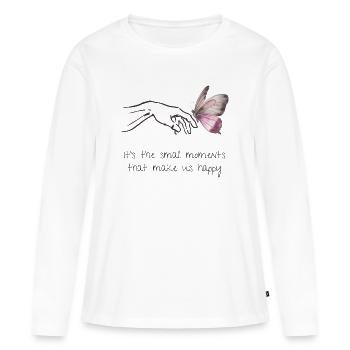 Small Moments - Happiness - Mindfulness - Self-Love - Women's Premium Organic Long Sleeve Shirt - white - Front - Julia (174cm)