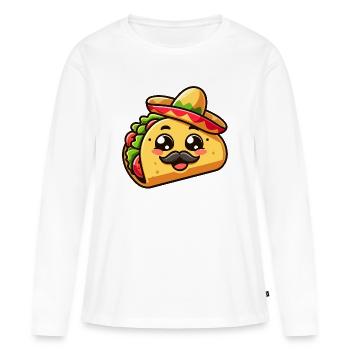 Fiesta Taco : le savoureux Senor - T-shirt manches longues Premium bio Femme - blanc - Devant - Julia (174cm)