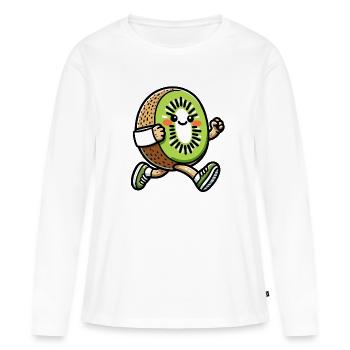 Kiwi Kicker: The Swift Slice - Women's Premium Organic Long Sleeve Shirt - white - Front - Julia (174cm)