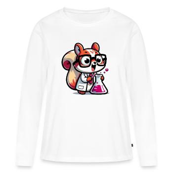 Chimiste Coon : le génie du laboratoire - T-shirt manches longues Premium bio Femme - blanc - Devant - Julia (174cm)