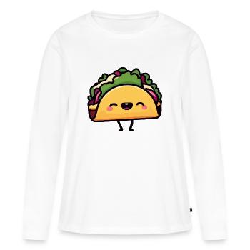 Cheerful Taco Toon - Women's Premium Organic Long Sleeve Shirt - white - Front - Julia (174cm)