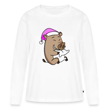 Wild boar tired sleeping in sleeping girl - Women's Premium Organic Long Sleeve Shirt - white - Front - Julia (174cm)