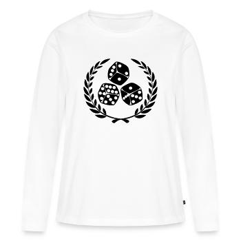 Dés en couronne de laurier - T-shirt manches longues Premium bio Femme - blanc - Devant - Julia (174cm)