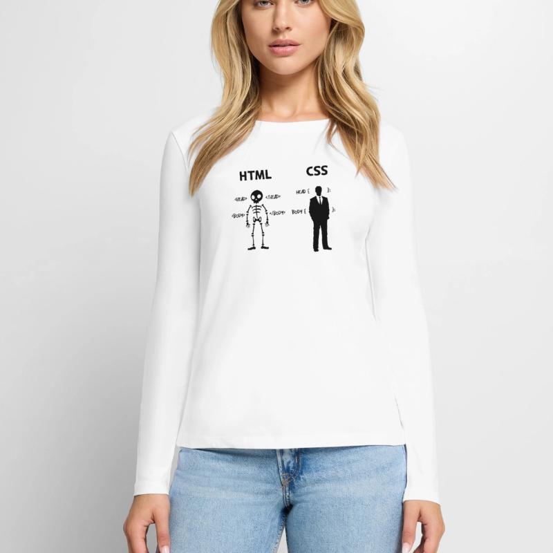 Developer Programmierer Coden Css Skripting Code Frauen Premium Bio Langarmshirt