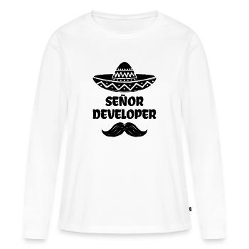 Developer Statement Skripting Dev Computerfreak - Frauen Premium Bio Langarmshirt - Weiß - Vorne - Julia (174cm)