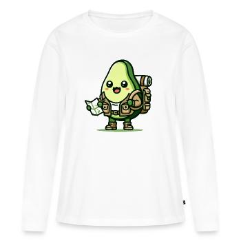 Avocado Adventurer Toon - Women's Premium Organic Long Sleeve Shirt - white - Front - Julia (174cm)