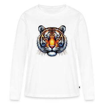 Tiger - Frauen Premium Bio Langarmshirt - Weiß - Vorne - Julia (174cm)