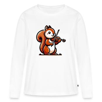 Écureuil mélodique : Symphonie dans le parc - T-shirt manches longues Premium bio Femme - blanc - Devant - Julia (174cm)