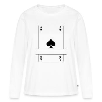 Carte à jouer As de pique avec espace de bannière - T-shirt manches longues Premium bio Femme - blanc - Devant - Julia (174cm)