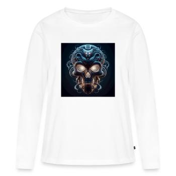 Crâne fusionné avec serpent 3D - T-shirt manches longues Premium bio Femme - blanc - Devant - Julia (174cm)