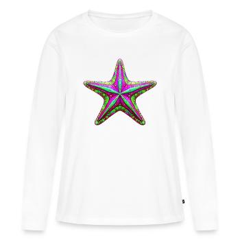 Étoile de mer - T-shirt manches longues Premium bio Femme - blanc - Devant - Julia (174cm)