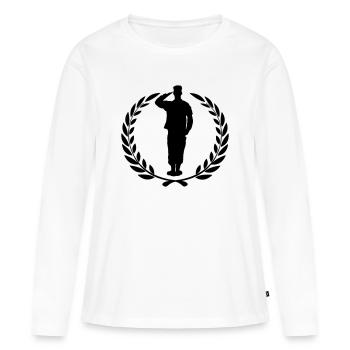 Hommage à la couronne de laurier du soldat - T-shirt manches longues Premium bio Femme - blanc - Devant - Julia (174cm)