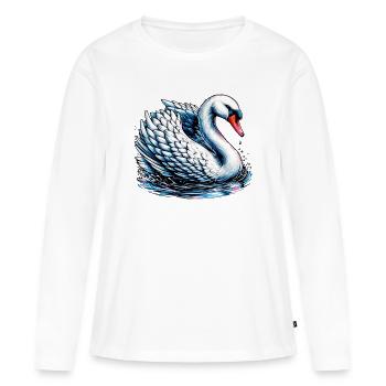 Schwan - Frauen Premium Bio Langarmshirt - Weiß - Vorne - Julia (174cm)