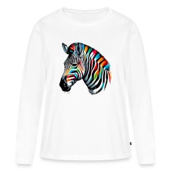 Zebra - Frauen Premium Bio Langarmshirt - Weiß - Vorne - Julia (174cm)