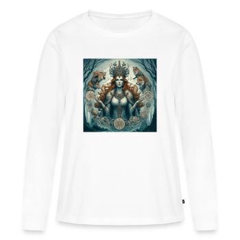 Déesse celtique - T-shirt manches longues Premium bio Femme - blanc - Devant - Julia (174cm)