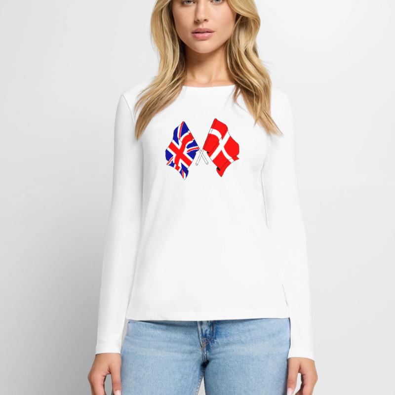 Drapeau de l’Angleterre, drapeau du Danemark T-shirt manches longues Premium bio Femme