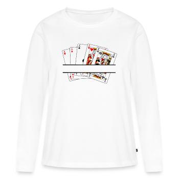 Bannière de texte complet de la maison - T-shirt manches longues Premium bio Femme - blanc - Devant - Julia (174cm)