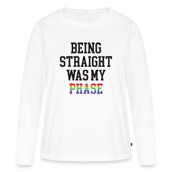 Mois de la fierté LGBT - Être hétéro était ma phase - T-shirt manches longues Premium bio Femme - blanc - Devant - Julia (174cm)