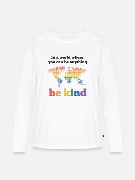 LGBTQ-Pride-Monat - Sei freundlich - Frauen Premium Bio Langarmshirt - Weiß