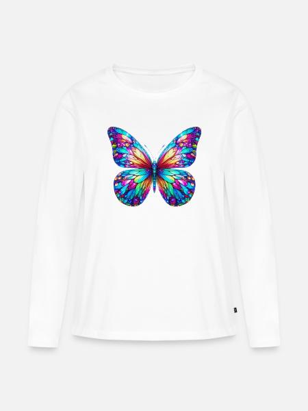 Schmetterling - Frauen Premium Bio Langarmshirt - Weiß