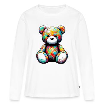 Orso orsacchiotto Ours en peluche - T-shirt manches longues Premium bio Femme - blanc - Devant - Julia (174cm)