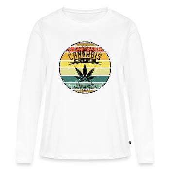 Feuille de cannabis rétro - T-shirt manches longues Premium bio Femme - blanc - Devant - Julia (174cm)
