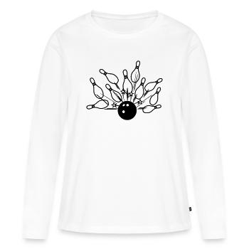 Frappe de bowling - T-shirt manches longues Premium bio Femme - blanc - Devant - Julia (174cm)