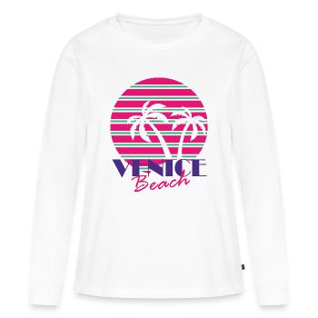 Venice Beach with palm trees - Women's Premium Organic Long Sleeve Shirt - white - Front - Julia (174cm)