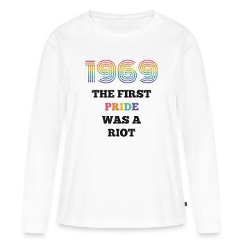 Mois de la fierté LGBT - La première fierté était une émeute - T-shirt manches longues Premium bio Femme - blanc - Devant - Julia (174cm)