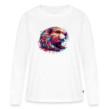 Castor - T-shirt manches longues Premium bio Femme - blanc - Devant - Julia (174cm)