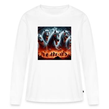 Juments de Diomède - T-shirt manches longues Premium bio Femme - blanc - Devant - Julia (174cm)