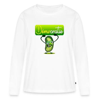 Démocratie Cornichons - T-shirt manches longues Premium bio Femme - blanc - Devant - Julia (174cm)