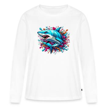 Shark - Women's Premium Organic Long Sleeve Shirt - white - Front - Julia (174cm)